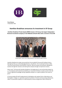 Hamilton Bradshaw announces its investment in SF Group