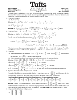 Mathematics 51 April 3, 2017 Differential Equations Department of