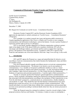 Comments on the Lawful Access Consultation Document