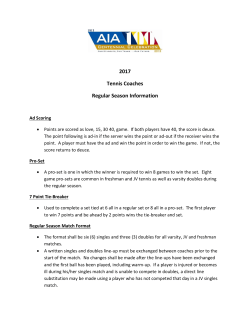 2017 Tennis Coaches Regular Season Information
