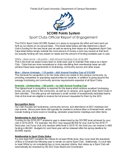 SCORE Points System Sport Clubs Official Report of Engagement