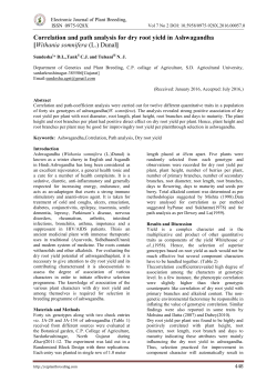 Correlation and path analysis for dry root yield in Ashwagandha