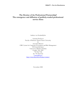 The Demise Of The Professional Partnership?