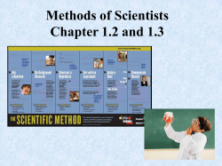Methods of Scientists Chapter 1.2 and 1.3