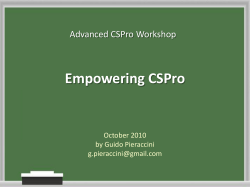 Advanced CSPro Workshop