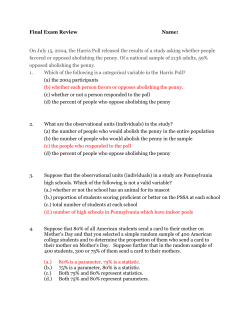 Final Exam Review Name: On July 15, 2004, the Harris Poll