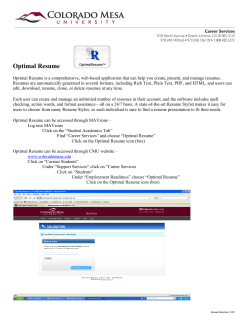 Optimal Resume - Colorado Mesa University