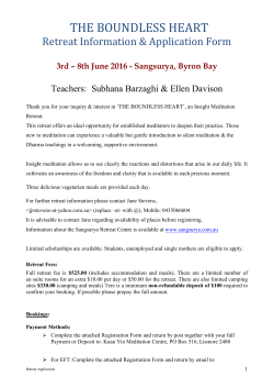 For further retreat information please contact Jane Stevens