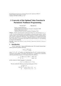 E-Convexity of the Optimal Value Function in Parametric