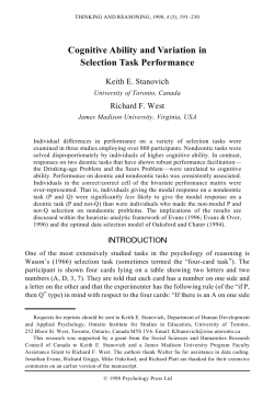 Cognitive Ability and Variation in Selection Task