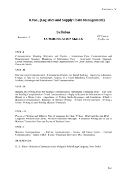 Logistics Syllabus - Institute for Entrepreneurship and Career