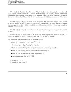 ro&yen;th o    n tions Asymptotic Notation We write /(n) =?(g(n