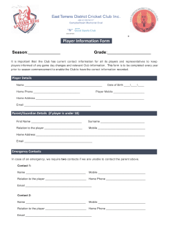 Player Information Form - East Torrens District Cricket Club