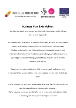 My Business Plan - Inspiring Enterprise