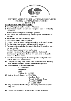 FEMSSISA Round One Final Round Information Grades 4