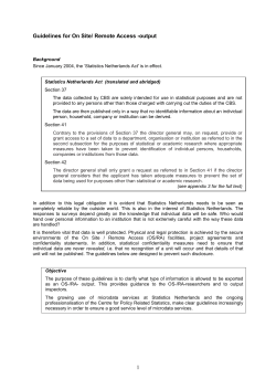 Guidelines for On Site / Remote Access Output