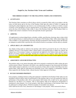PeopleTec, Inc. Purchase Order Terms and Conditions