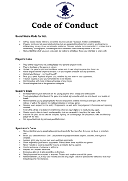 Code of Conduct - Campbelltown Westerners Cricket Club