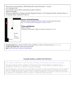 Review of Social Economy Virtue and Behavior