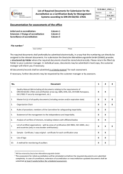 Notwendige / Vorgelegte Dokumente und Aufzeichnungen