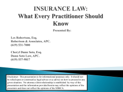 INSURANCE LAW 101: What Every Practitioner Should Know