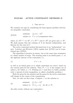 STAT603 &ndash; ACTIVE CONSTRAINT METHODS II 1. The set