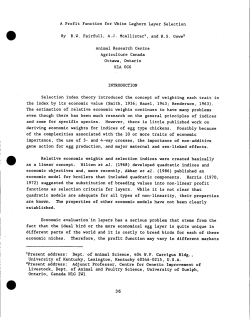 A Profit Function for White Leghorn Layer Selection By R.W. Fairfull
