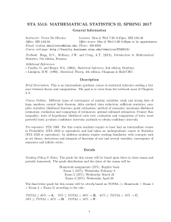 sta 5513: mathematical statistics ii, spring 2017