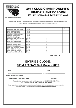 RTC Club Champs 2017 Entry Form &ndash; Juniors