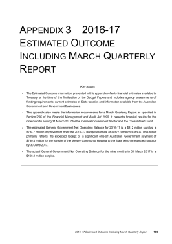 Appendix 3 - Estimated Outcome Including March Quarterly Report