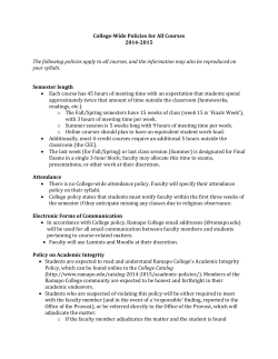 College-Wide Policies for All Courses 2014