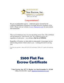 $500 Flat Fee Escrow Certificate