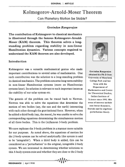 Kolmogorov-Arnold-Moser Theorem -R-ES-O-N-A-N--CE--I-A-p-r-il
