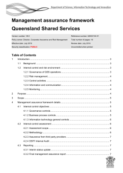 Management assurance framework Queensland