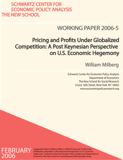 Pricing and Profits Under Globalized Competition: A Post Keynesian
