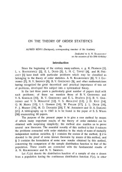 On the theory of order statistics