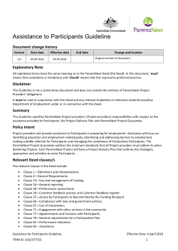 Assistance to Participants - Department of Employment document