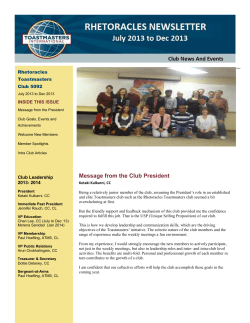 Rhetoracles Newsletter - Rhetoracles Toastmasters