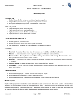 Algebra II Notes Transformations Unit 1.1 Parent Functions and