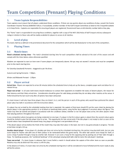 Team Competition (Pennant) Playing Conditions
