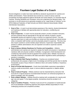 Fourteen Legal Duties of a Coach