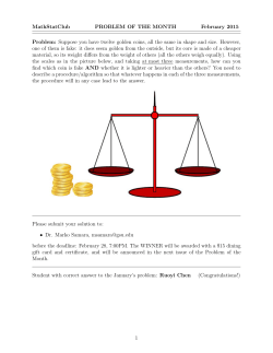 MathStatClub PROBLEM OF THE MONTH February 2015 Problem