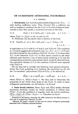 ON CO-RECURSIVE ORTHOGONAL POLYNOMIALS n = 1, 2