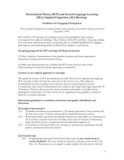 Sociocultural Theory (SCT) and Second Language Learning (SLL