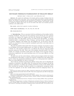 BOUNDARY FEEDBACK STABILIZATION OF SHALLOW SHELLS