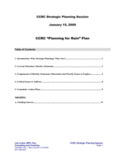 CCRC Strategic Planning Session Notes