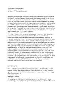 Andrew Wroe, University of Kent The Culture War: Is America