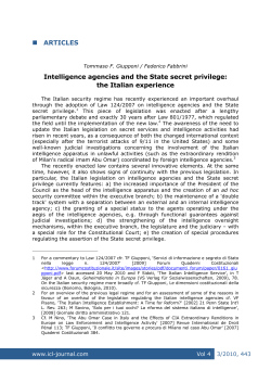 ARTICLES Intelligence agencies and the State secret privilege: the