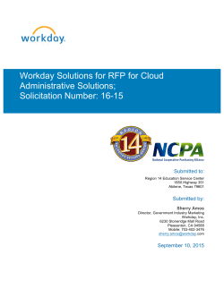 Workday Solutions for NCPA RFP for Cloud Administrative Solutions