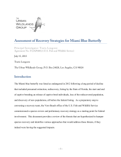 Assessment of Recovery Strategies for Miami Blue Butterfly